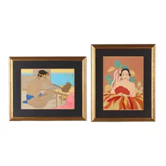 La Fille du Chef / Le Sculpteur de Tokobueï, Mers du Sud (Two Works) by Paul Jacoulet, Each a woodblock print in colors, sold Oct 2026