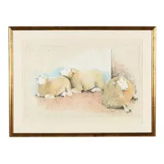 Summer Sheep by Christine Hall, Pastel on hand-made paper, sold Oct 2026