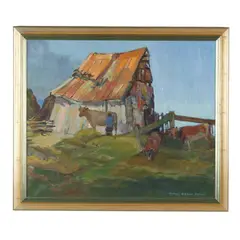 Milking Time by Helen Gapen Oehler, Oil on canvas, sold Oct 2026