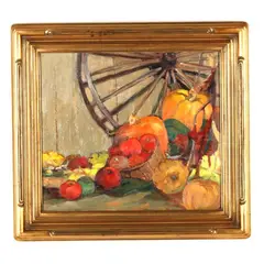 Still Life with Pumpkins and Apples by Helen Gapen Oehler, Oil on canvas, sold Oct 2026