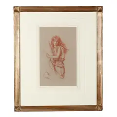Study of a Woman in a Grecian Gown by D. Jeffrey Mims, Sanguine and colored chalk on paper, sold Oct 2026