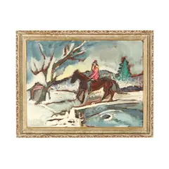 Horse & Rider by Sterling Strauser, Oil on Masonite, sold Oct 2026