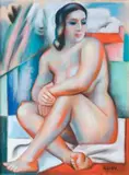 Nu assis dans la campagne by André Lhote, Pastel signé en bas à droite, sold Dec 2005
