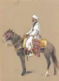 Le cavalier by Édouard Doigneau, Crayon, gouache et aquarelle, sold Jun 2005