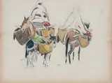 Etude de paysan avec leur mulet by Édouard Doigneau, Crayon, gouache et aquarelle, sold Jun 2005