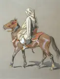 Cavalier avec son fusil by Édouard Doigneau, Crayon, gouache et aquarelle, sold Jun 2005