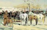 Le marché aux chevaux, Tanger by Édouard Doigneau, Crayon, gouache et aquarelle, sold Apr 2005