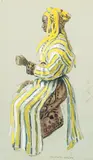 Jeune femme assise à la coiffe jaune by Édouard Doigneau, Crayon, gouache et aquarelle, sold Apr 2005