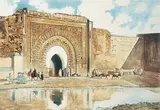 Marrakech, Bab Agnaou by Maurice Romberg, 1895, Aquatinte signée, sold Apr 2005