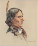 Indian of Cree Band from North of Canada by Nicholas Raphael de Grandmaison, pastel on paper, sold Nov 2003