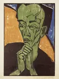 Männerbildnis by Erich Heckel, 1919, Farbholzschnitt auf Velin, sold Dec 2007