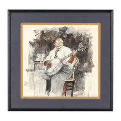 New Orleans Banjo Man by Tommy Thompson, Watercolor on paper, sold Oct 2026