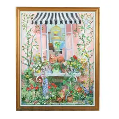 Cheery Window with Cat and Kittens by Dan Poole, Acrylic on canvas, sold Oct 2026
