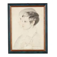 Portrait Sketch of Two Children by Matthias Ranftl, Pencil and black and red chalks on paper, sold Oct 2026
