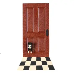 Cast Aluminum Cat in Door Sculpture by Stephen Huneck, Painted cast aluminum, sold Oct 2026
