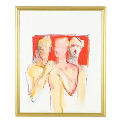 Three Figures by Jere Allen, Acrylic and conte crayon on paper, sold Oct 2026