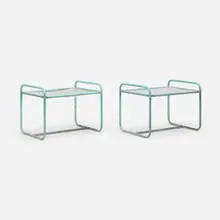 Occasional tables model BL-3700, pair by Walter Lamb, c. 1952, bronze, acrylic plexiglass, sold Sep 2026
