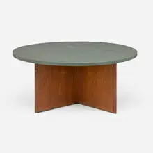 Coffee table by Frank Lloyd Wright, 1955, mahogany, slate, sold Sep 2026