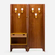 Hall stand by Carlo de Carli, c. 1965, teak plywood, lacquered wood, sold Sep 2026