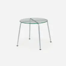 Occasional table by Modern, stainless steel, glass, rubber, sold Sep 2026