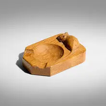 Ashtray by Robert 'Mouseman' Thompson, c. 1955, oak, sold Sep 2026