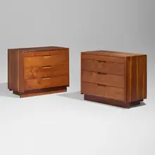 Chest of Drawers, set of two by George Nakashima, 1953, 1956, American black walnut, sold Sep 2026
