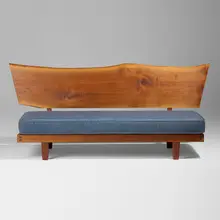 Daybed with Back by George Nakashima, 1967, American black walnut, upholstery, sold Sep 2026