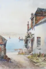 A coastal fishing village by Frederick Parr, Watercolour, sold May 2011