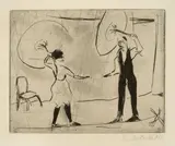 Seiltänzer“ („Drahtseilprobe“) by Erich Heckel, 1910, Kaltnadel auf festem Papier, sold Nov 2015
