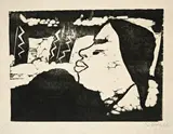 Schlafende by Erich Heckel, 1910, Holzschnitt auf dickem Japan, sold Jun 2009