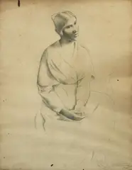 Portrait de femme by Pere Pruna i Ocerans, Dessin à la mine, signé en bas à droite et daté "23", sold Jun 2018