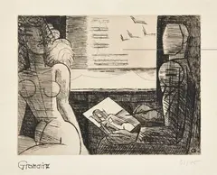 Le dessinateur, 1958 by Marcel Gromaire, Eau-forte, signée et numérotée "51/75", sold Jun 2018