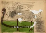 Poisson by Jorge Castillo, Crayon et gouache, signée et datée "1962", sold Jun 2018