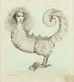 Créature by Léonor Fini, Eau-forte et aquatinte sur fond bleu, signée et numérotée "101/136", sold Jun 2018