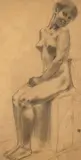 Femme nue assise by Armand Rassenfosse, Crayon noir, estompe, rehauts de plume et encre de Chine sur calque, sold Sep 2018
