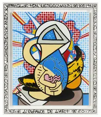 L'enfance de l'art, 2017 by Speedy Graphito, Acrylique, aérosol et marker sur toile, sold Jun 2018