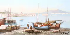 The Bay of Naples by Y. Gianni, Watercolour and gouache, offered Feb 2011