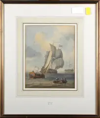 Dutch Men O'War offshore by William Joy, watercolour, sold Feb 2011