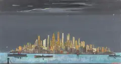 New York at night by Fred Uhlman, Oil on canvas, sold Nov 2010