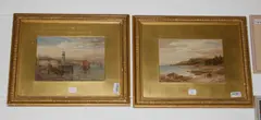 Fishing boats approaching a jetty; coastal scene by Charles Pyne, offered Apr 2010