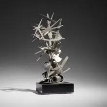 Star maquette award by Albert Paley, 2008, formed and fabricated stainless steel, wood, sold Sep 2026