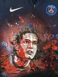 CAVANI by C215, 2018, Pochoir et peinture aérosol sur maillot du PSG, sold May 2018