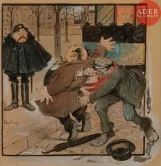 à MON SECOURS ! by Abel Faivre, 1899, Encre, aquarelle et rehauts de gouache blanche, sold Sep 2018