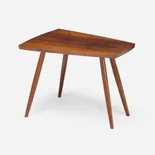 Rare and Early special-order occasional table by George Nakashima, 1957, rosewood, American black walnut, sold Sep 2026