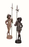 Deux hallebardiers formant paire - Circa 1860-1880 by Édouard Houssin, L'un repatiné et anse rapportée, sold Sep 2018