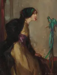 'Lady with an exotic bird' by Robert Hope, sold Jun 2010