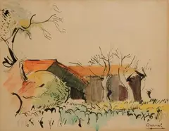Paysage by Youla Chapoval, Aquarelle et encre de chine, sold Jun 2018