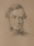 Portrait of a gentleman, head study; a gentleman seated, three quarter length, sketch by George Richmond, Black chalk on tinted paper (former), red chalk (latter), sold May 2009