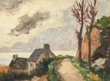Paysage Breton by Jean-Charles Millet, Huile sur panneau, sold Oct 2018