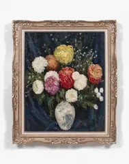 Bouquet de pivoines by Alexandre Altmann, Huile sur toile, sold Oct 2018